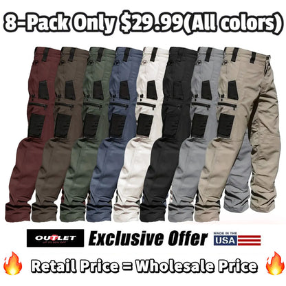 🔥 Only $29.99(All colors)🔥Men's 8-Pack Unisex 10-Pocket Heavy Duty zipper waterproof tactical Work Pants