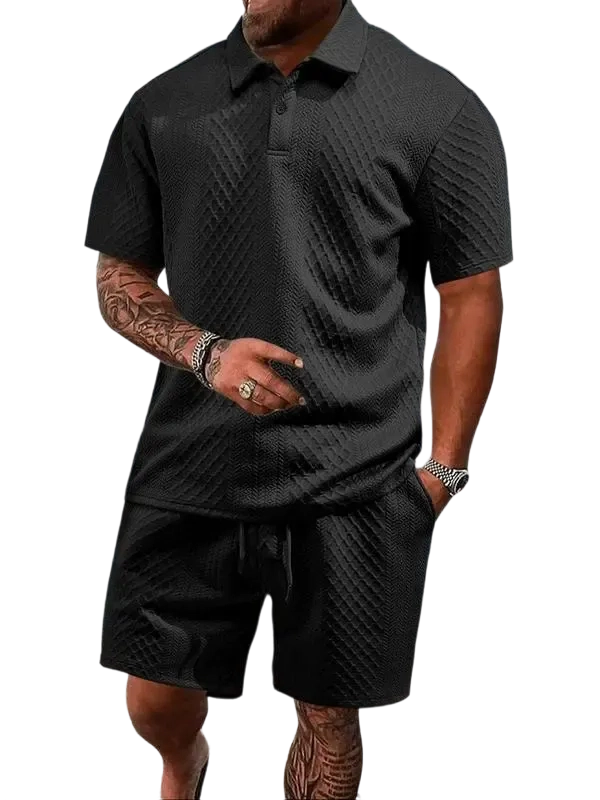 🔥Casual Summer Textured Polo Set
