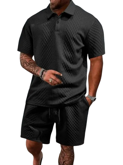 🔥Casual Summer Textured Polo Set