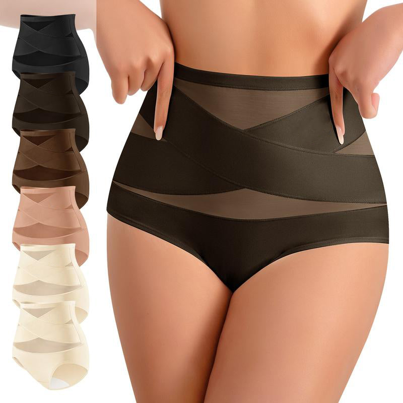 ⏰ TODAY ONLY Women’s High-Waisted Panties Multipack Lucky Letter Logo Cross-Mesh Briefs, Ultra-Soft Tummy Control Comfort Underwear