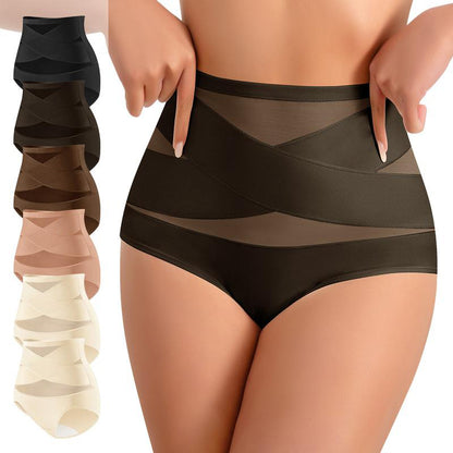 ⏰ TODAY ONLY Women’s High-Waisted Panties Multipack Lucky Letter Logo Cross-Mesh Briefs, Ultra-Soft Tummy Control Comfort Underwear