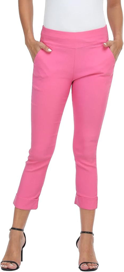 Women’s Capri Pants with Pockets Dressy Casual Stretch Trouser Straight Leg