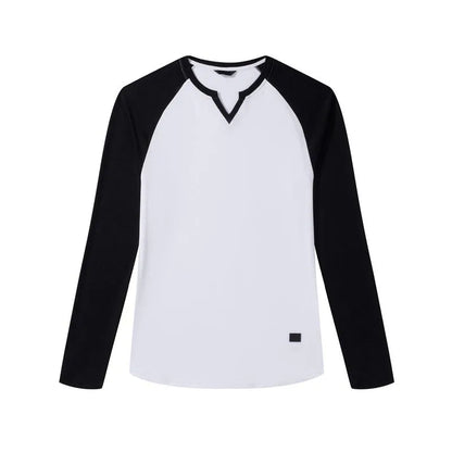 Mens Long Sleeve Muscle T Shirts Casual V-Neck Longline Ribbed Tee Shirts