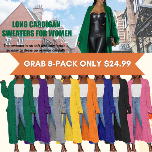 LBF-Women's Long Cardigan 2025 Oversized Coat Long Sleeve Open Cardigan Knitted Extra