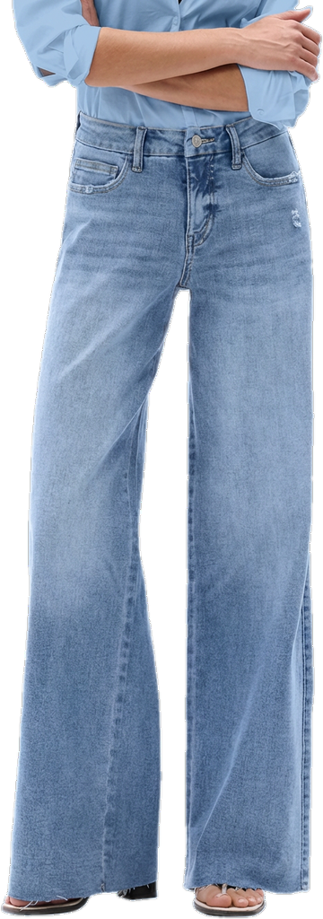 Mid-Rise High-Stretch Relaxed Wide-Leg All-Season Casual Jeans