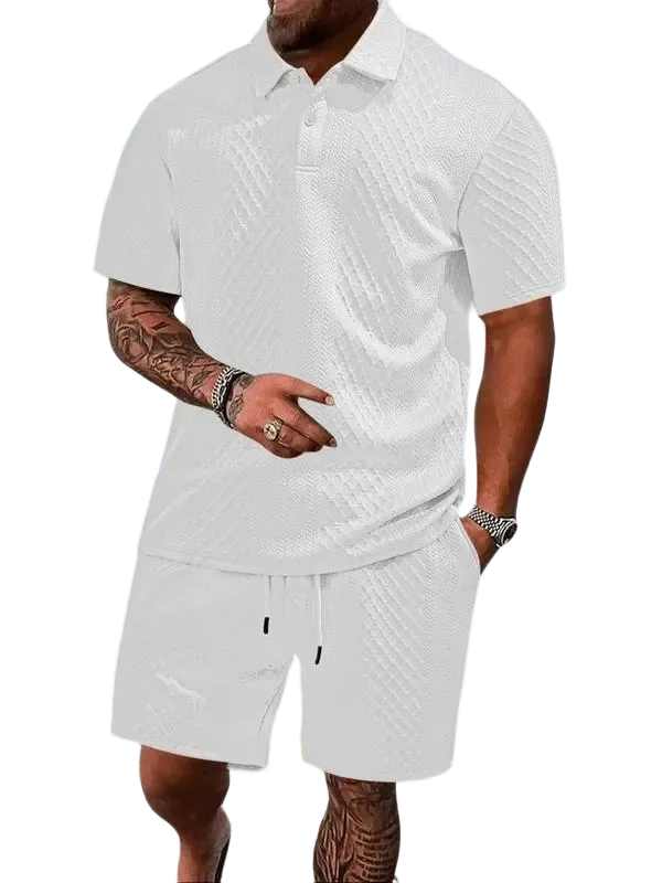 🔥Casual Summer Textured Polo Set