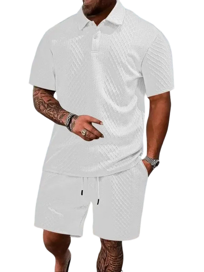 🔥Casual Summer Textured Polo Set