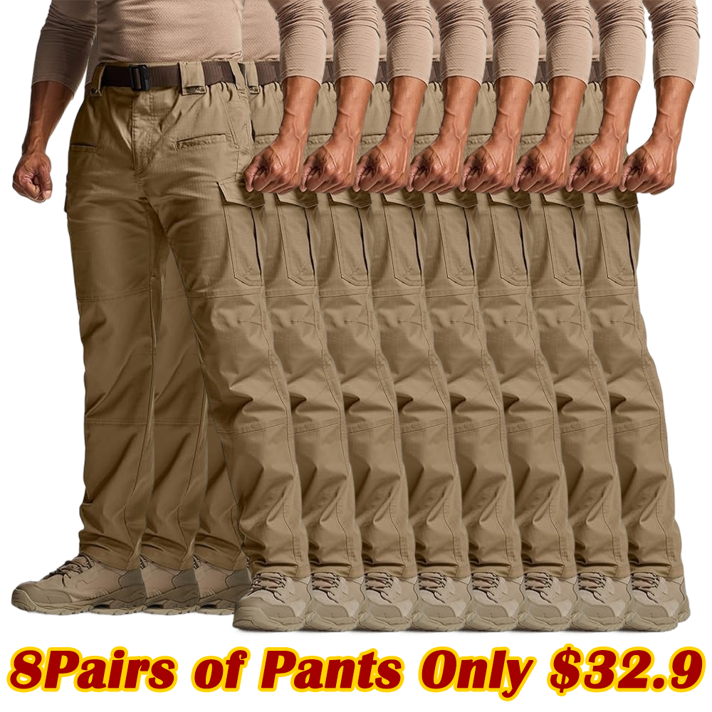 Men's Flex Stretch Tactical Pants, Water Resistant Ripstop Cargo Pants