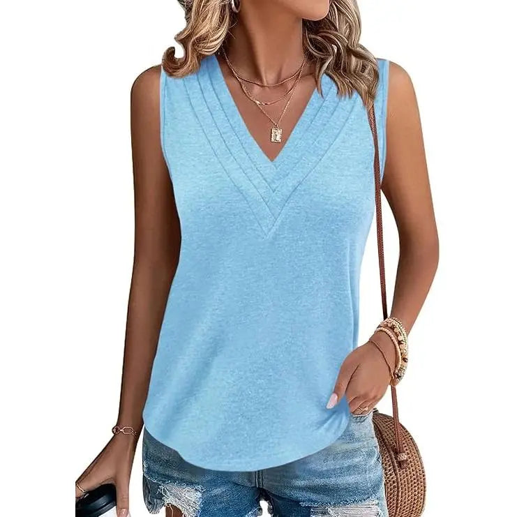 Last day🔥🔥Women V Neck Tank Tops Dressy Casual Summer Loose Fit Sleeveless Shirts