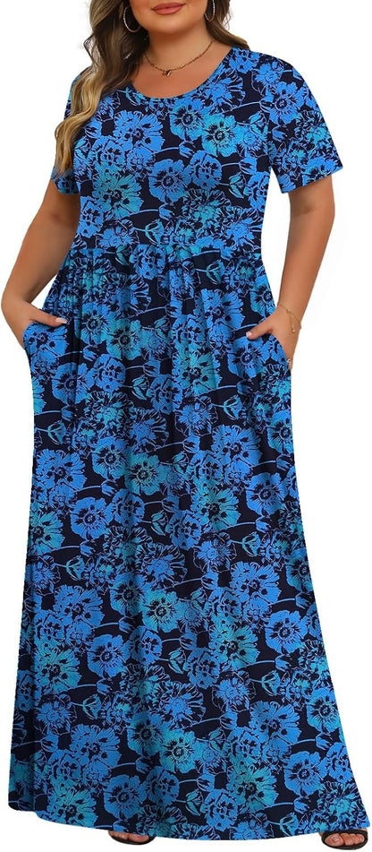 Women's Plus Size Maxi Dresses for Curvy Women Casual Long Dress
