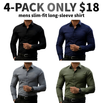 Non-Stretch Men’S Slim-Fit Long-Sleeve Shirt