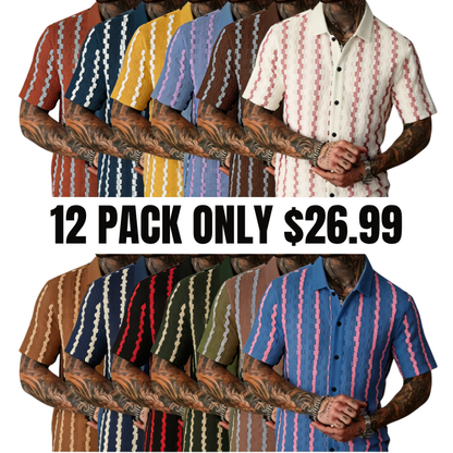 Men's Casual Plaid Stretch Short Sleeve Shirt