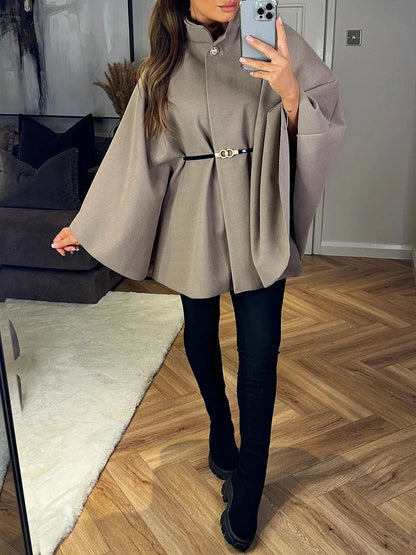 Wool Belted Cape - The Ultimate Statement in Elegant Outerwear