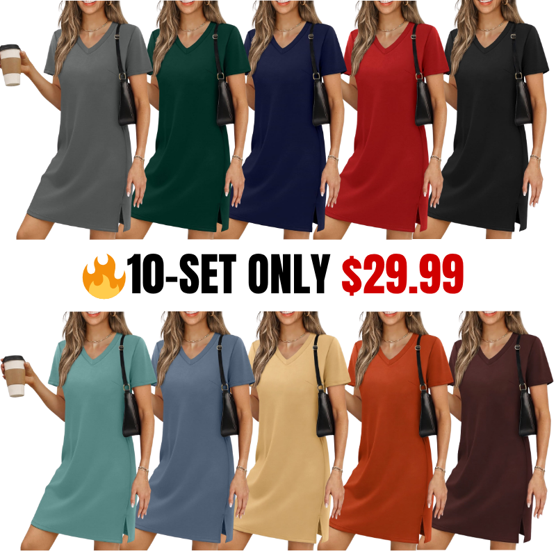 Summer Dresses for Women 2026 V-Neck Casual Sundresses T-Shirt Dress