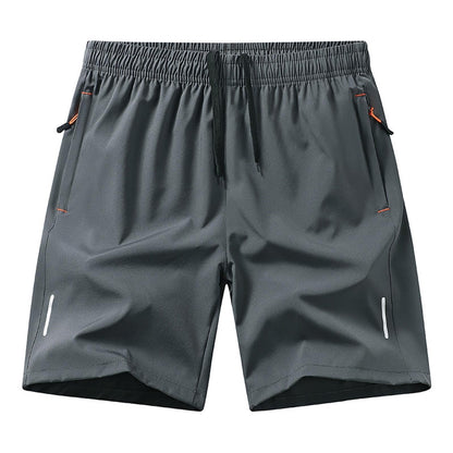 Men's Solid Color Zipper Pocket Shorts
