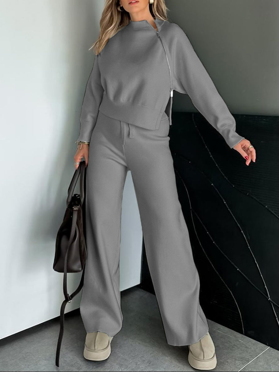 Women'S Sports Knit Side Slit Top & Pants Set