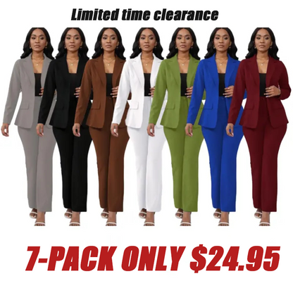 Women's elegant business solid color long-sleeved two-piece suit