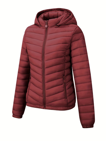 Women's Hooded Padded Coat - Fashion Simple Versatile Lightweight Pockets for Autumn Winter Commuter