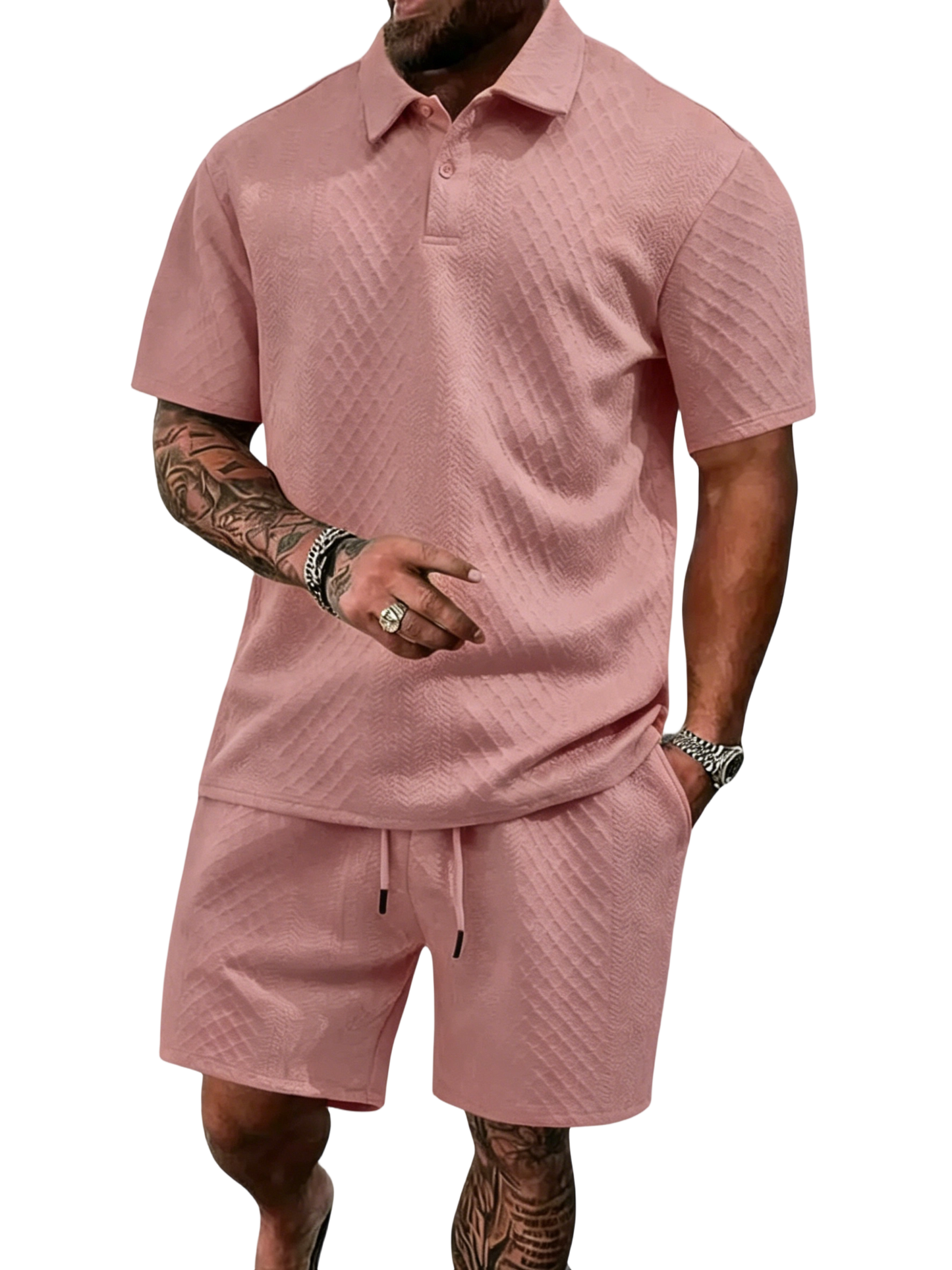 🔥Casual Summer Textured Polo Set