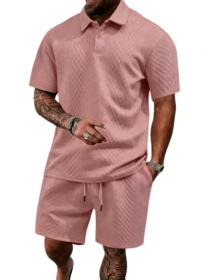 🔥Casual Summer Textured Polo Set