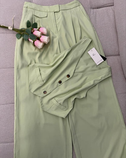 Solid Color Casual Button Vest & Pants Set
