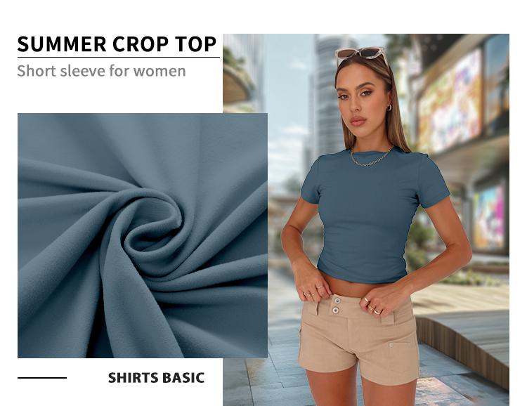 Women's Short Sleeve Slim-Fit Crop Tops