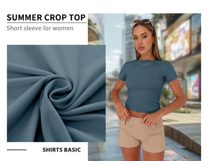 Women's Short Sleeve Slim-Fit Crop Tops
