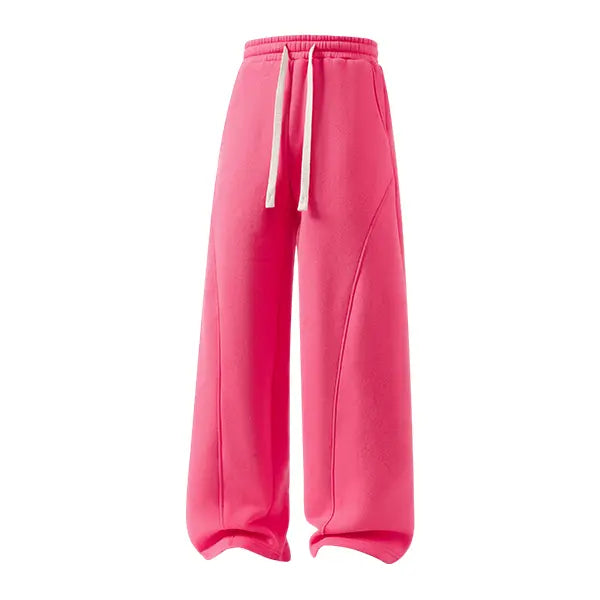 Men's Solid-Color Drawstring Pants with Curved Blade Design
