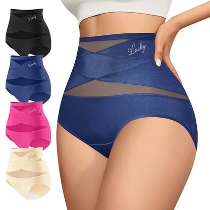 Plus-Size High-Waist Cross Tummy Control Panties