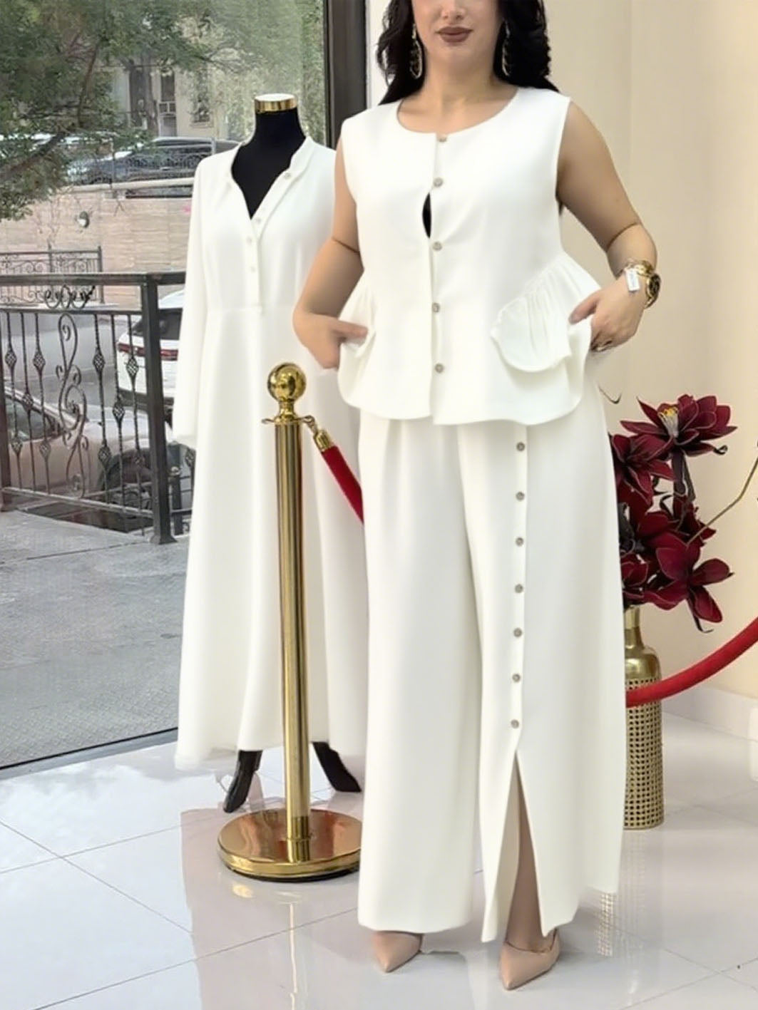 Cotton And Linen Casual Top & Pants Set