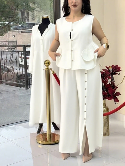 Cotton And Linen Casual Top & Pants Set