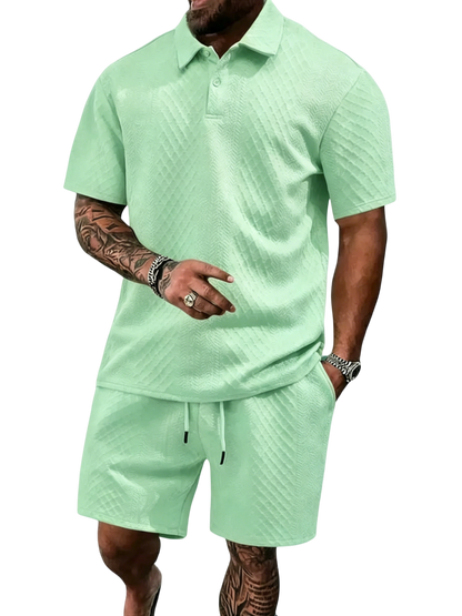 🔥Casual Summer Textured Polo Set