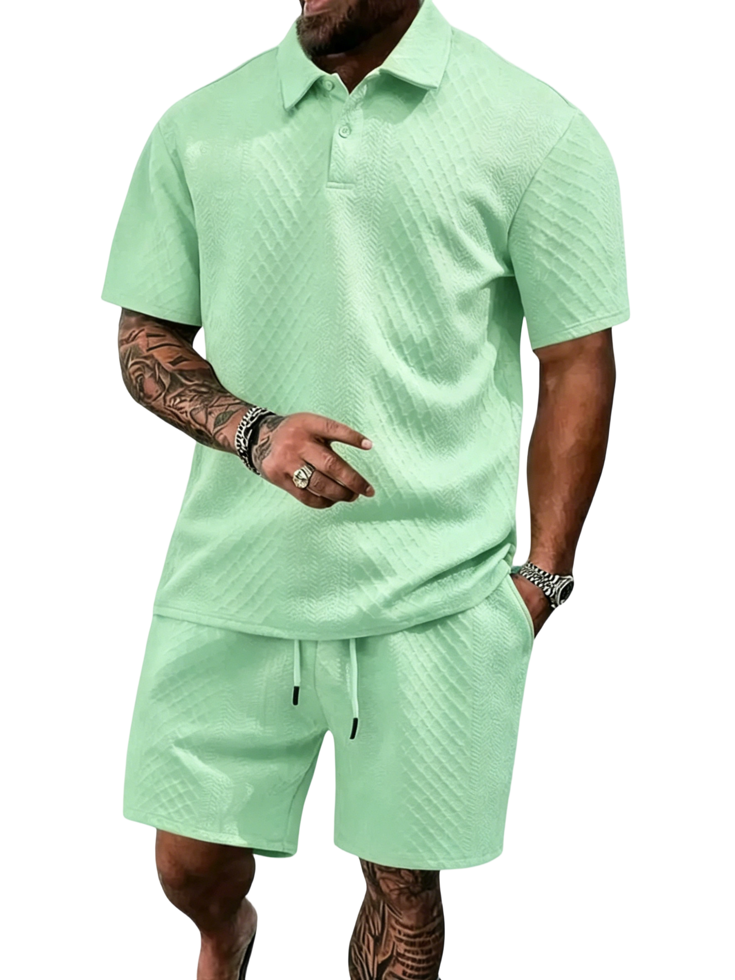 🔥Casual Summer Textured Polo Set