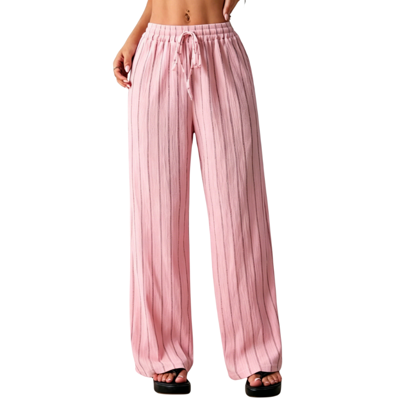 Women's Striped Waist-Tie Loose Pants