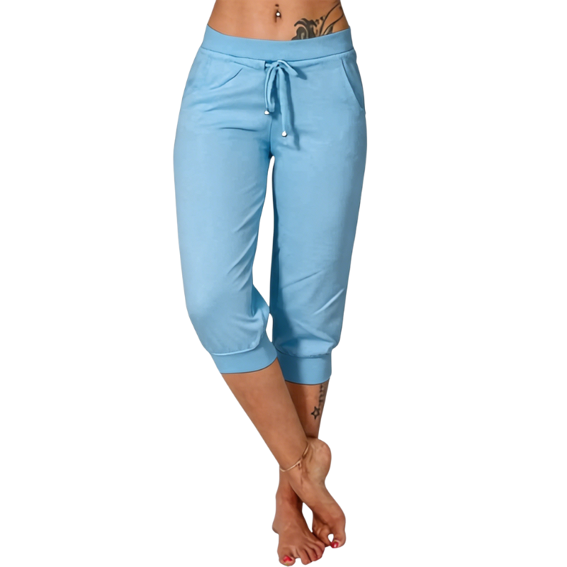 Women's Solid Color Drawstring Capri Yoga Pants