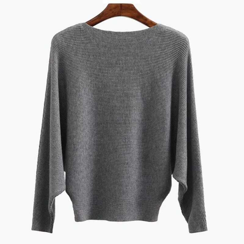 🔥New Years Sale✨️Women's Boat Neck Bat Sleeve Knitted Sweater