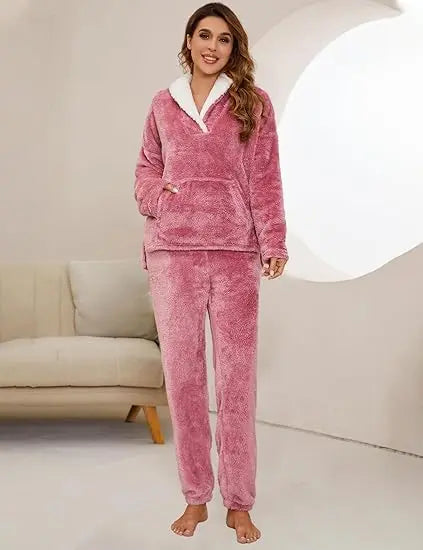 Women's Fluffy Fleece Winter Pajama Set