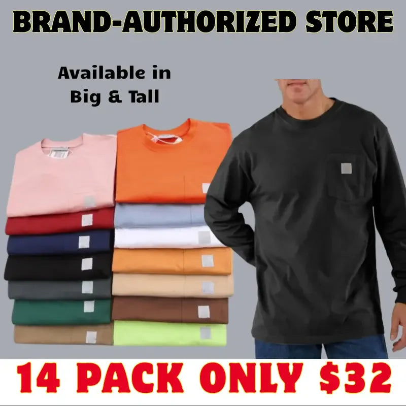 🔥Spring Clearance Sale🔥Workwear unisex Loose Fit Heavyweight Short or Long-Sleeve Pocket T-Shirt