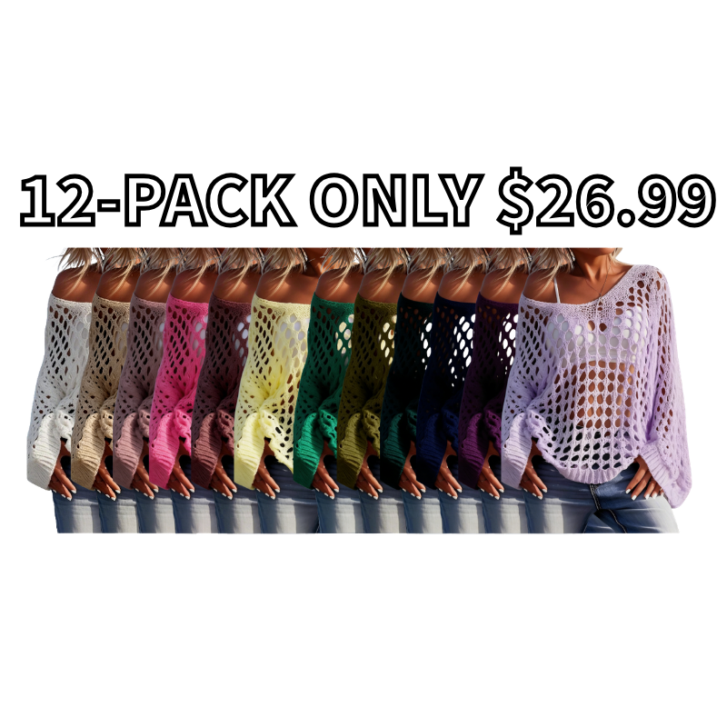 Women's V-Neck Hollow Out Knit Top