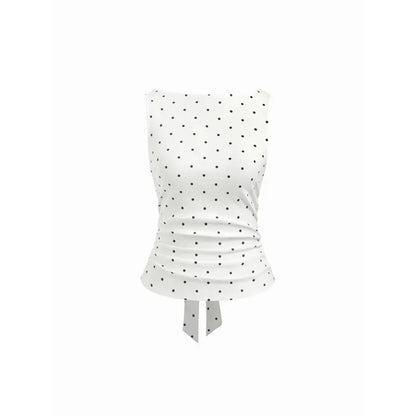 Women's Vintage Polka Dot Open Back Tank Top