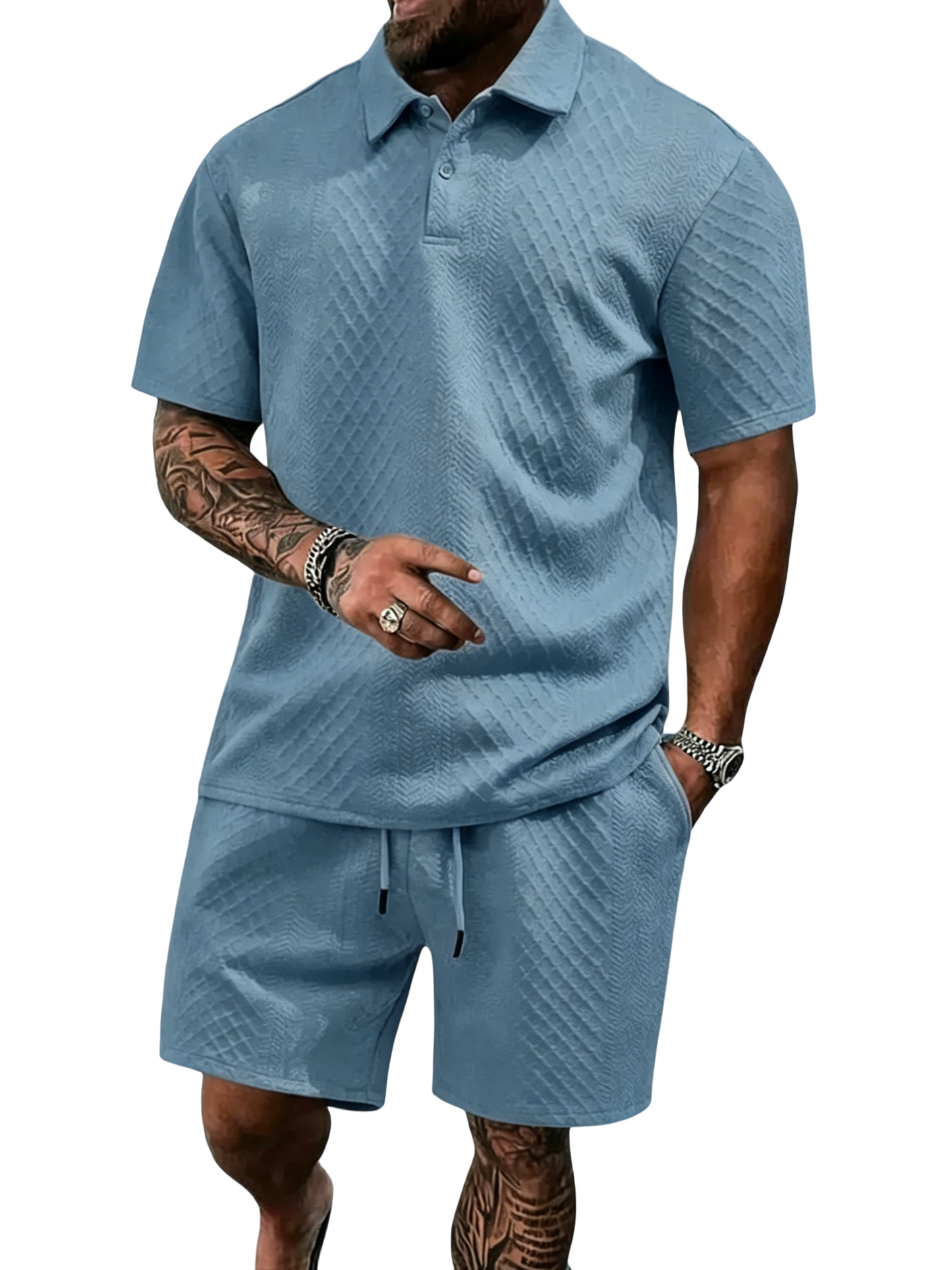 🔥Casual Summer Textured Polo Set