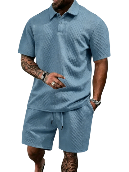 🔥Casual Summer Textured Polo Set