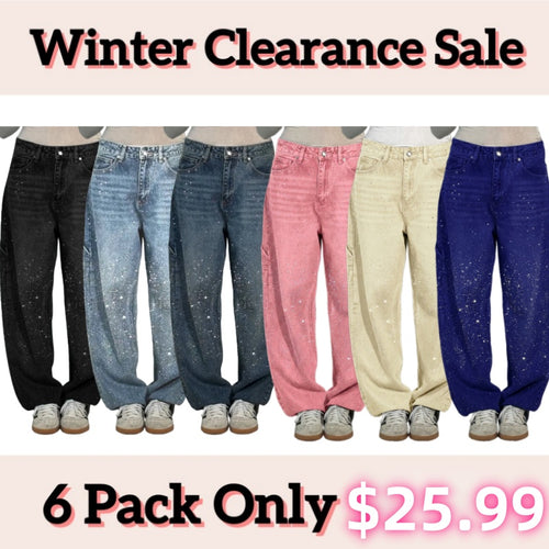 ⏰Final 2-Hour Clearance🔥Women's Casual Rhinestone Loose Harem Jeans