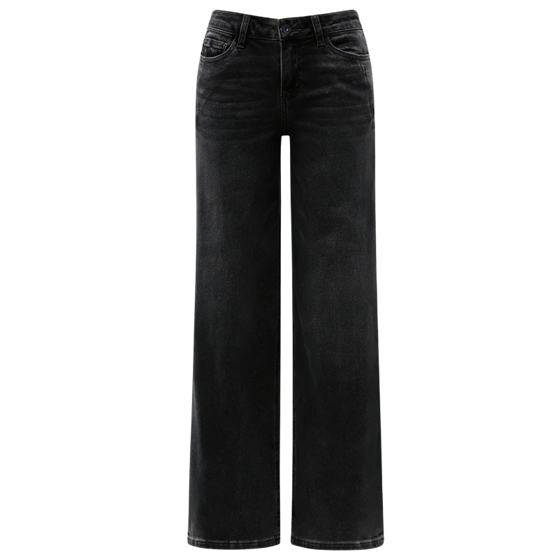 Women's Mid-Low Rise Relaxed Straight Wide Leg Jeans