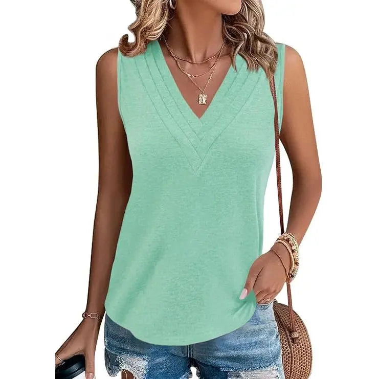 Last day🔥🔥Women V Neck Tank Tops Dressy Casual Summer Loose Fit Sleeveless Shirts
