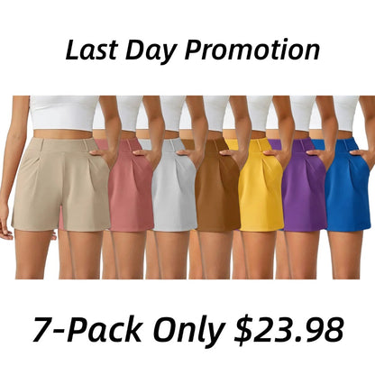 Women's Trendy High Waisted Casual Summer Shorts with Pockets