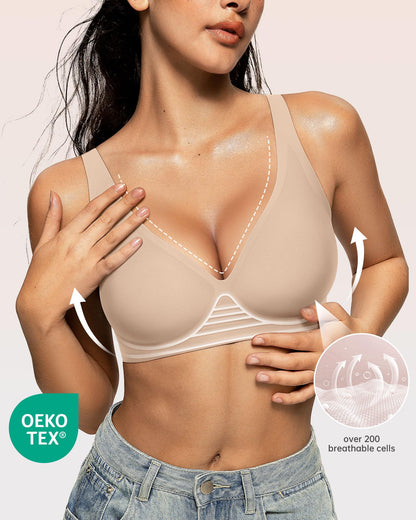 Wireless Polka Dots Deep V Seamless Bras