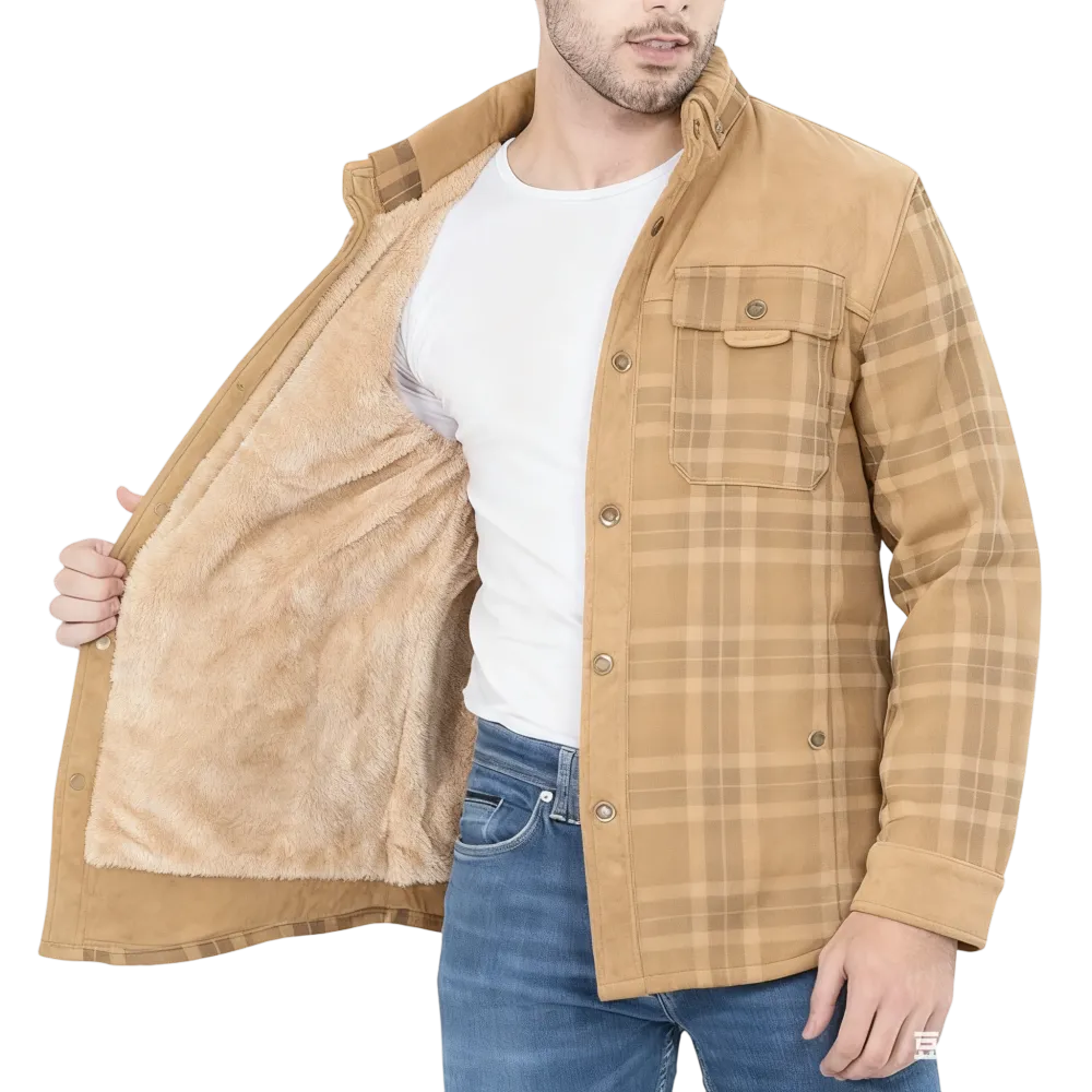 Men's Plaid Flannel Autumn and Winter Warm Jacket