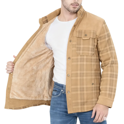 Men's Plaid Flannel Autumn and Winter Warm Jacket