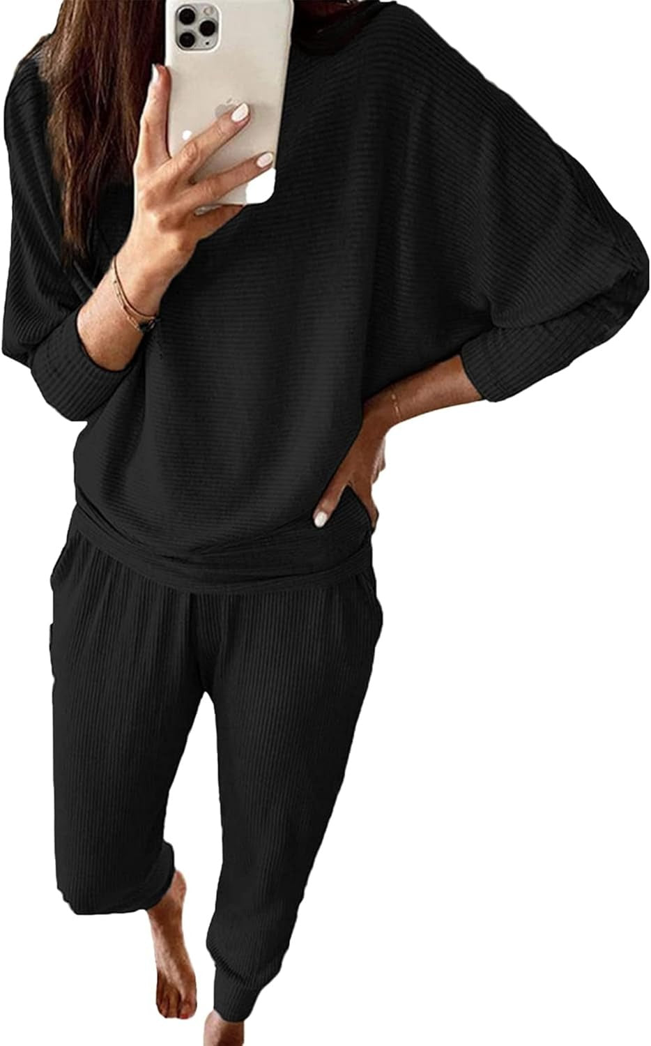 Women's Lounge Matching Set, Short Sleeve Top & Jogger Pants Casual Travel Outfit